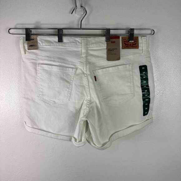 Levi’s Women's 34 Mid Length Midrise Denim Shorts Stretch Off White NWT 0603 - Picture 7 of 12